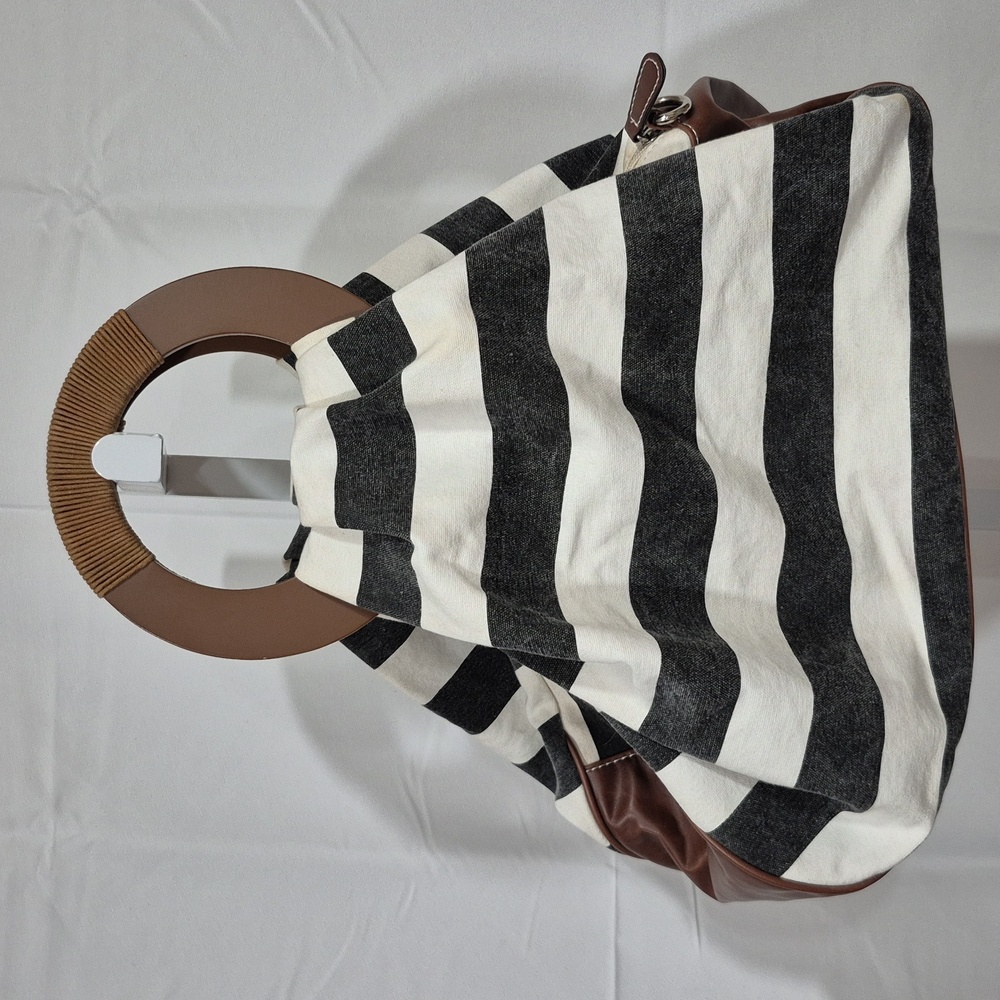The Limited Black And White Striped Handbag